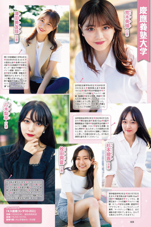 Read more about the article ミスキャンパス2022前編, Weekly Playboy 2022 No.46 (週刊プレイボーイ 2022年46号)